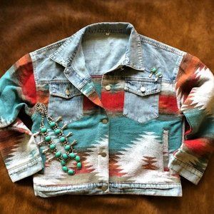 Western Aztec Denim Jacket